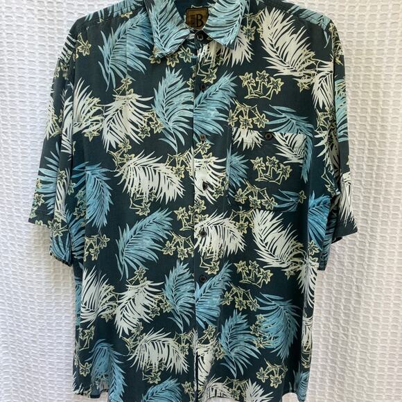 Bruno B Blue Tone Hawaiian Shirt Men's L I 100% Rayon - Picture 1 of 10